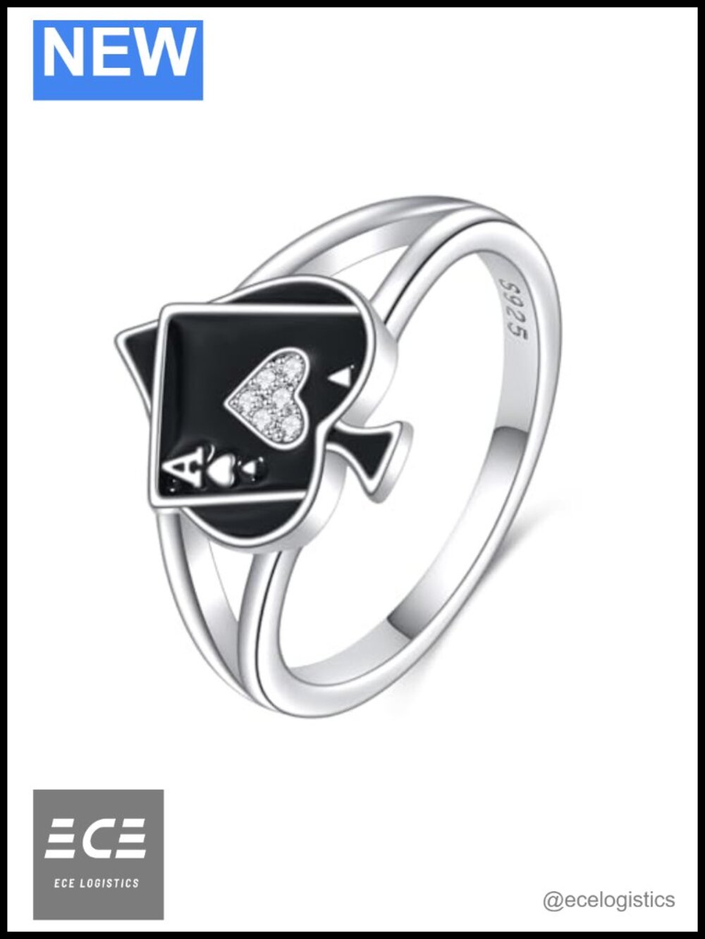 Ace of Spades Ring Sterling Silver Poker Statement Jewelry Gift for Her
